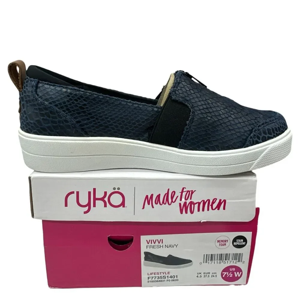 Ryka Vivvi Slip On Sneaker Womens Size 7.5 Wide Fresh Navy